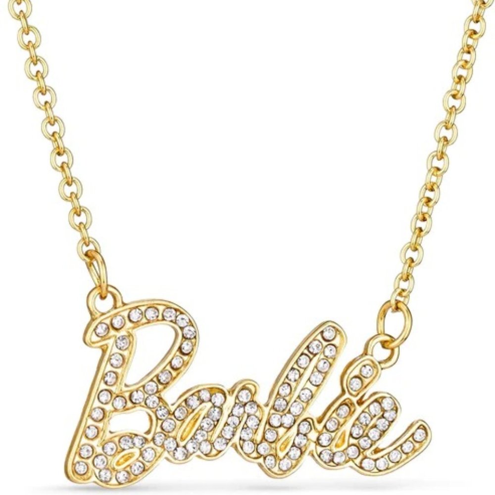 Barbie Crystal Script Logo Necklace